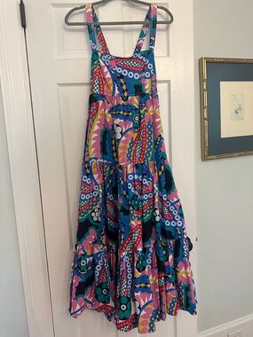 J. Crew Multicolor Abstract Print Maxi Dress - Blue, Pink, Yellow, Green